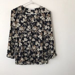 ZARA Floral Button Down Blouse